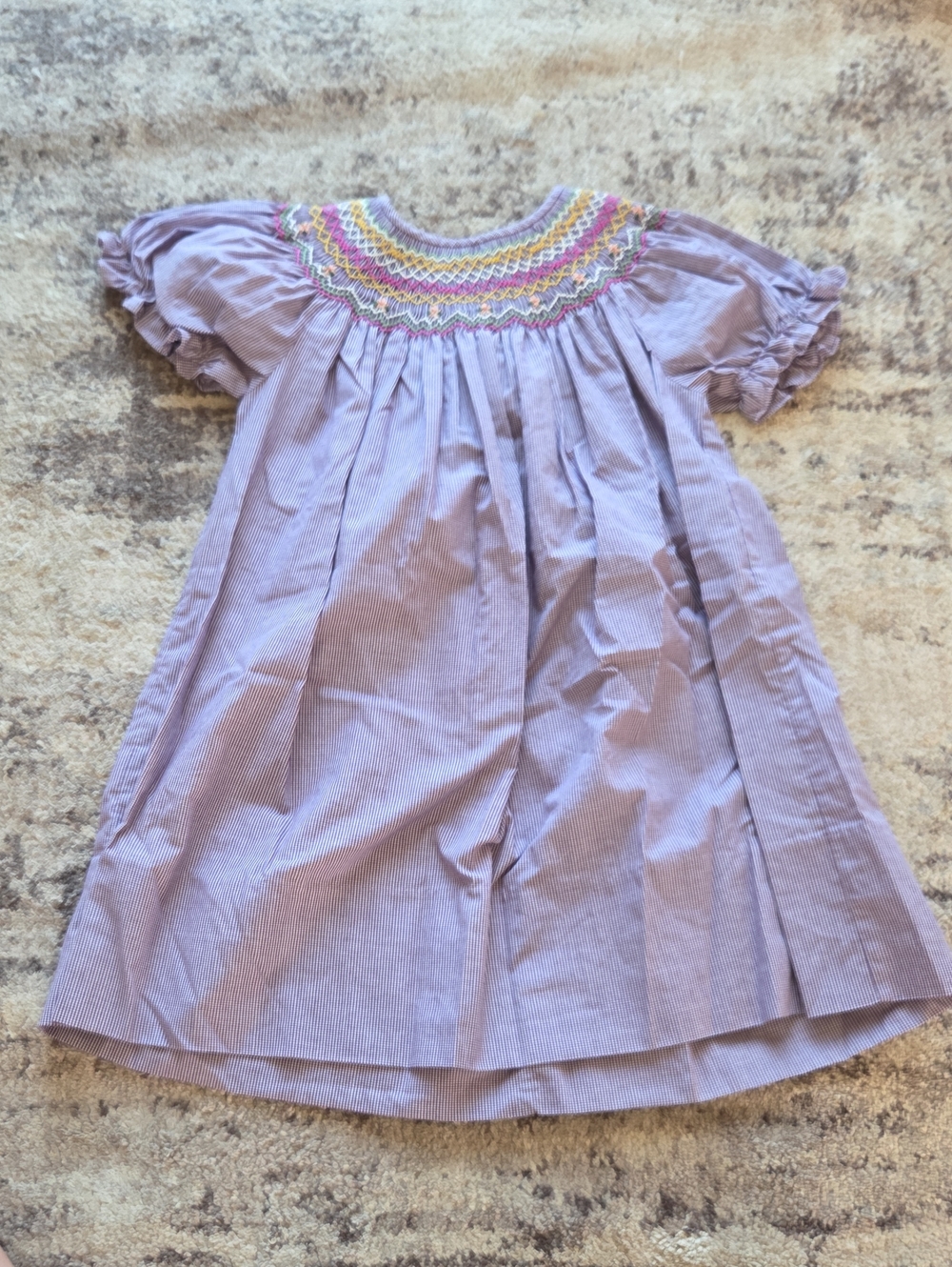 Rosalina Collection Purple Gingham Smocked Dress Size 2T